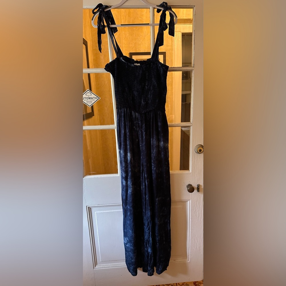 Sadie & Sage Black and Blue Tie-Dye Jumpsuit